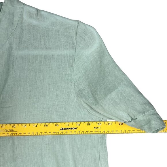 Marisa & Marie Womens L Linen Green Shift Midi Dress Italy Made Minimalist Boho - Picture 13 of 16